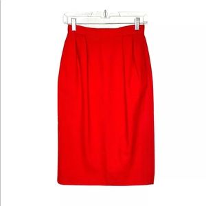 Vintage Pencil Skirt Midi w/Pockets Women’s XXS 100% Wool Red